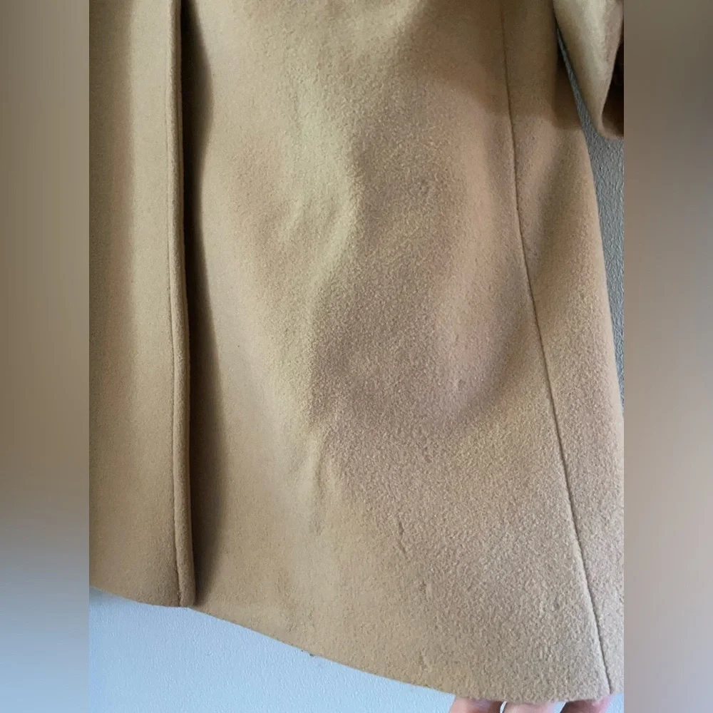 DKNY Classic WOMEN'S SINGLE BREASTED WOOL BLEND COAT IN CAMEL SIZE 10